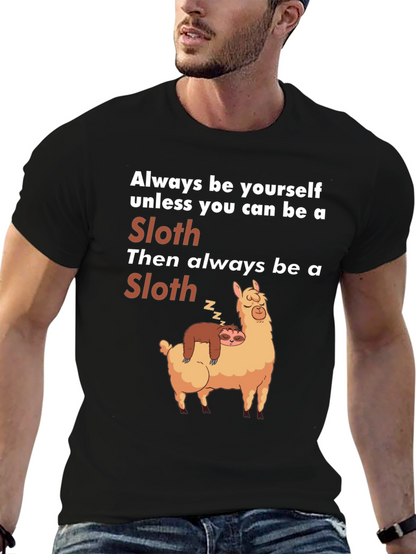 Funny Sloth Llama T-Shirt Always Be Yourself Graphic Tee
