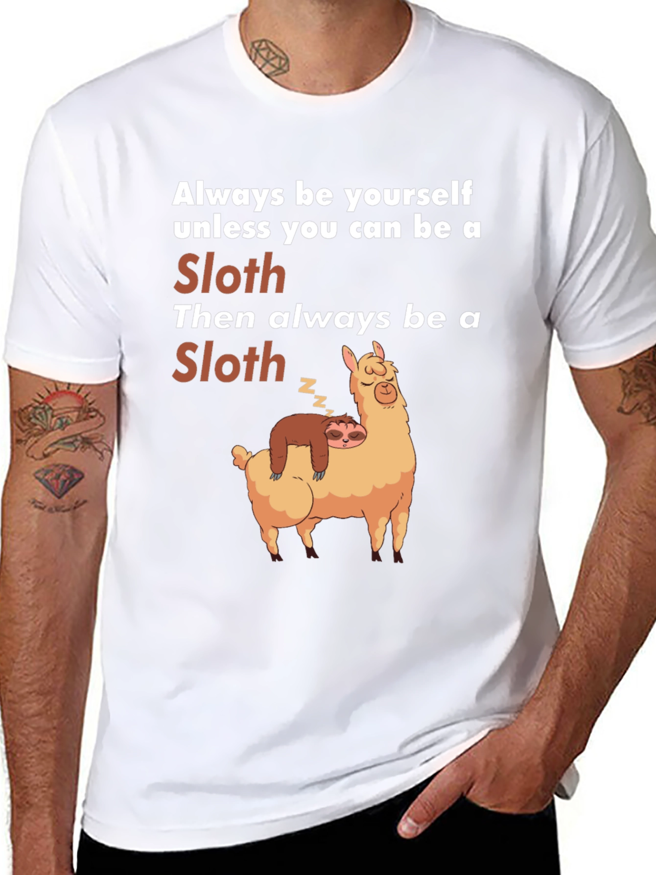 Funny Sloth Llama T-Shirt Always Be Yourself Graphic Tee