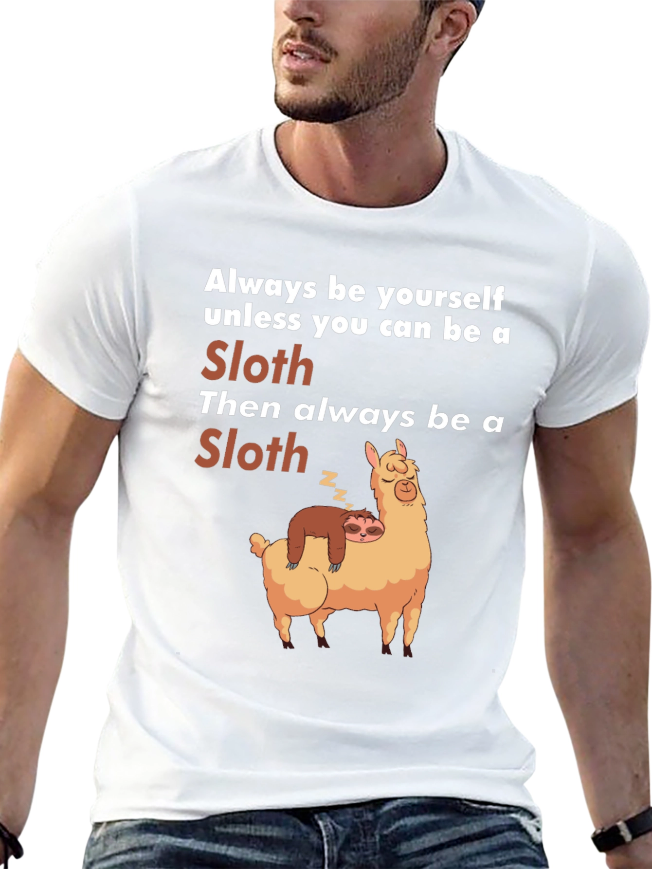 Funny Sloth Llama T-Shirt Always Be Yourself Graphic Tee