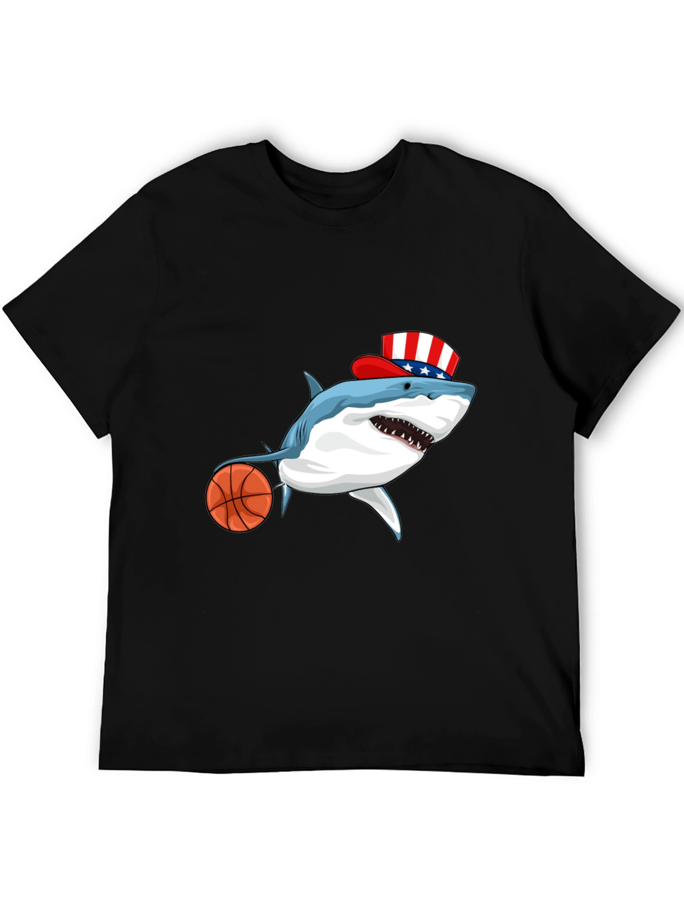 Shark Basketball Patriotic T-Shirt