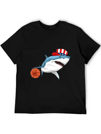 Shark Basketball Patriotic T-Shirt