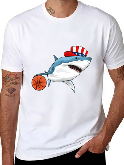 Shark Basketball Patriotic T-Shirt