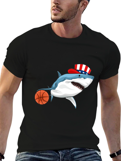 Shark Basketball Patriotic T-Shirt