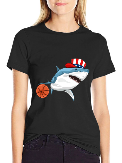 Shark Basketball Patriotic T-Shirt