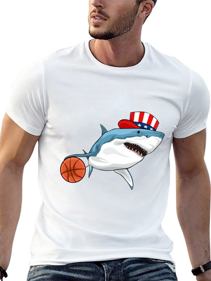 Shark Basketball Patriotic T-Shirt