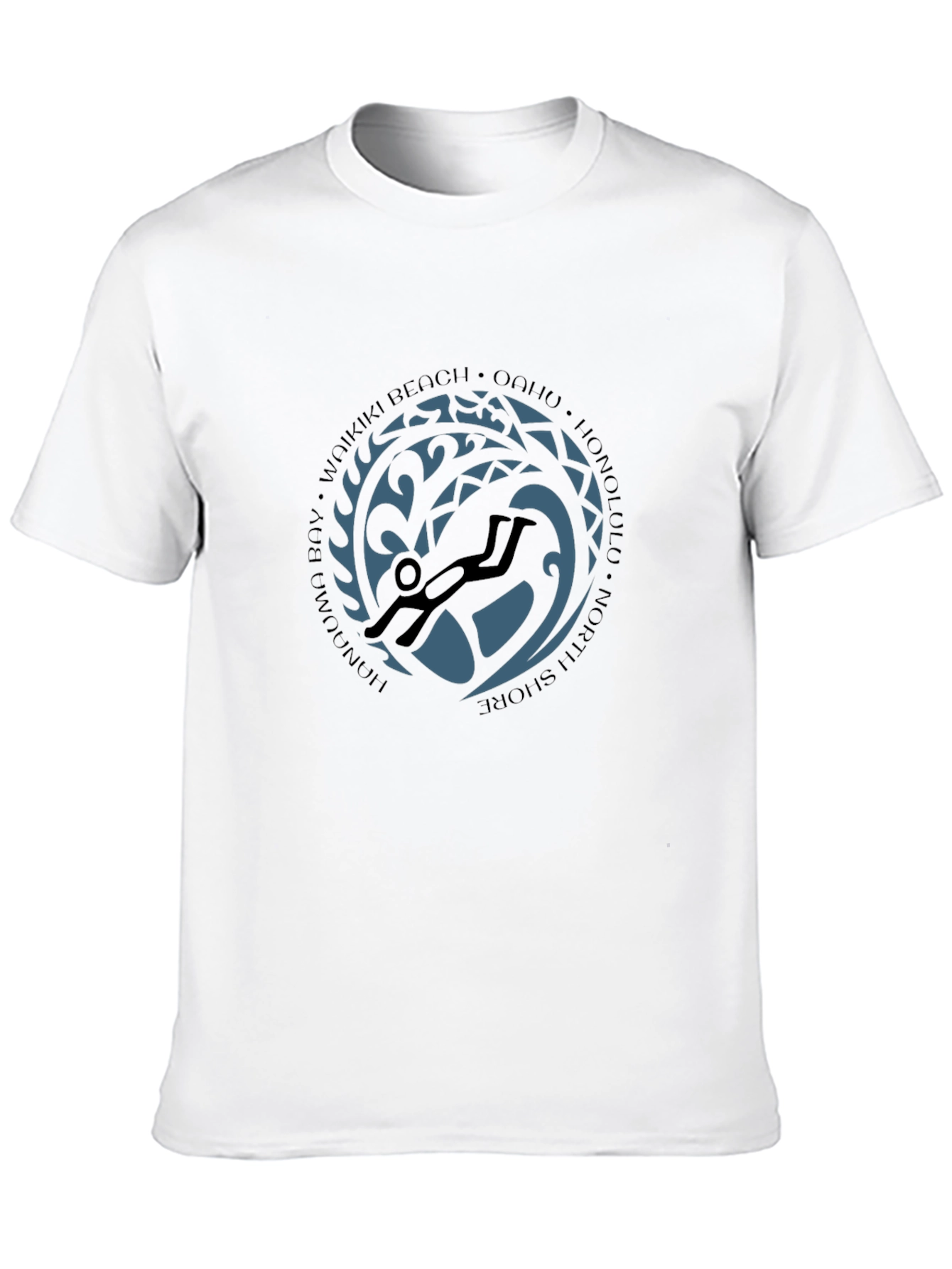 Waikiki Scuba Diver Graphic Black Tee