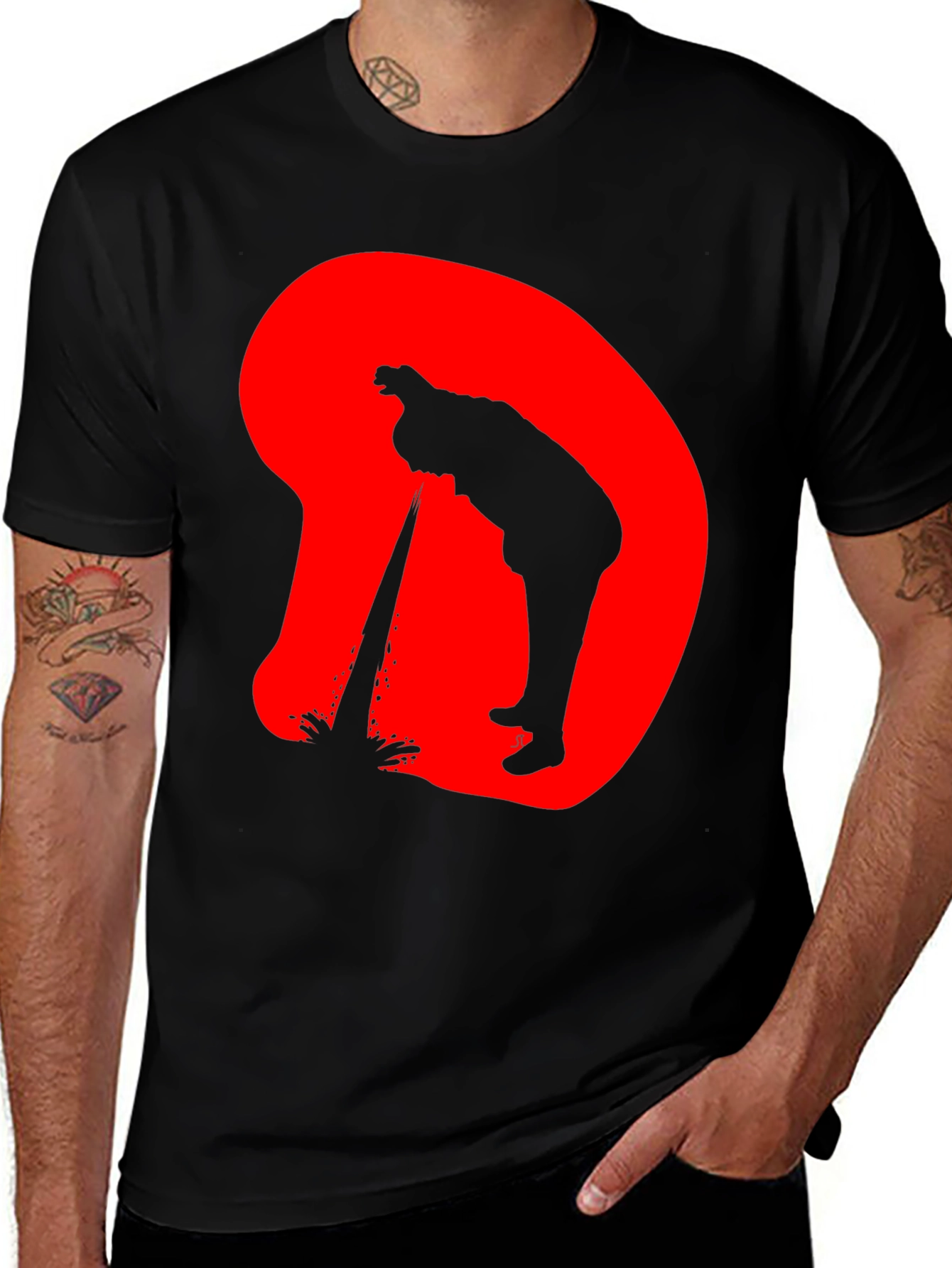 Edgy Silhouette Graphic Black T-Shirt