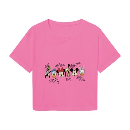 Disney Classic Characters Signature Festive Pink Crop Tee