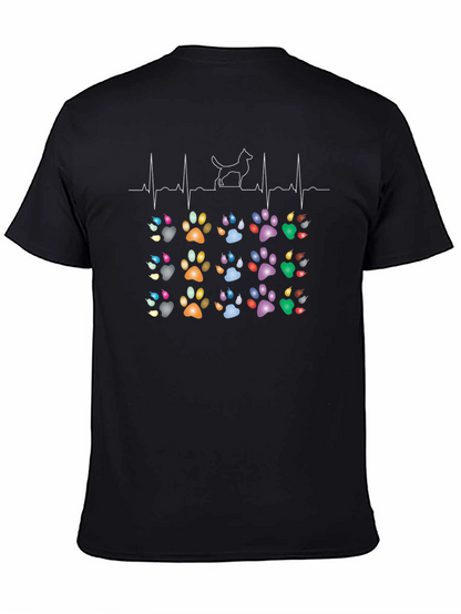 Dog Paw Heartbeat T-Shirt - Pet Lover Tee
