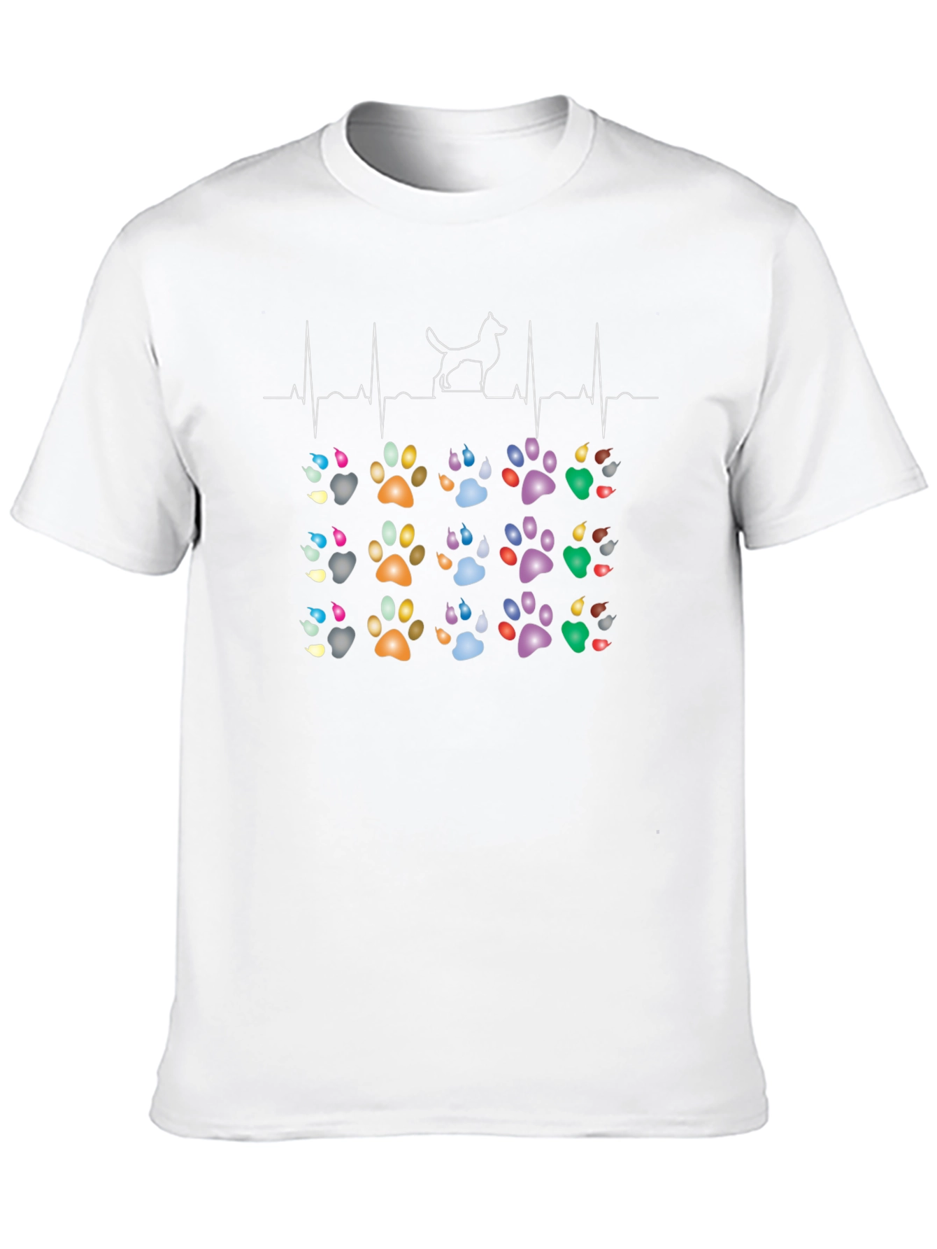 Dog Paw Heartbeat T-Shirt - Pet Lover Tee