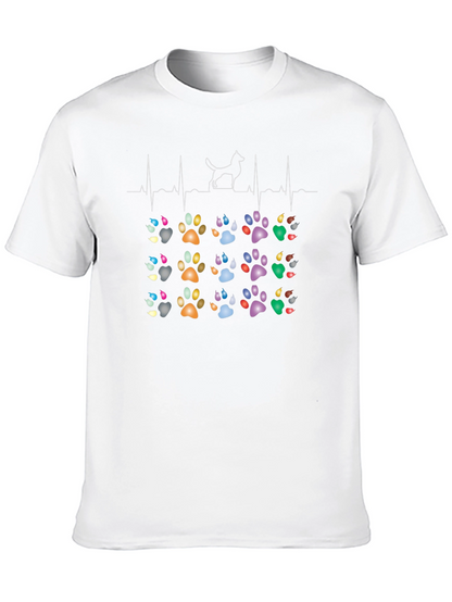 Dog Paw Heartbeat T-Shirt - Pet Lover Tee