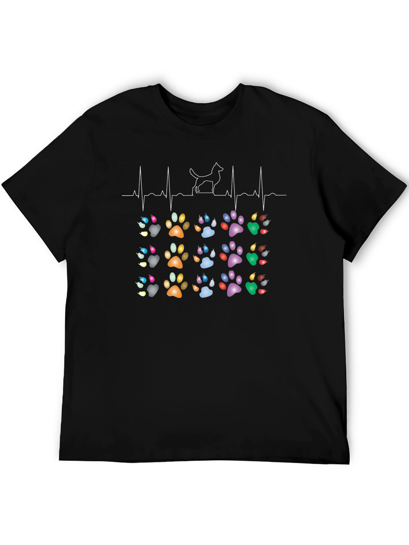 Dog Paw Heartbeat T-Shirt - Pet Lover Tee