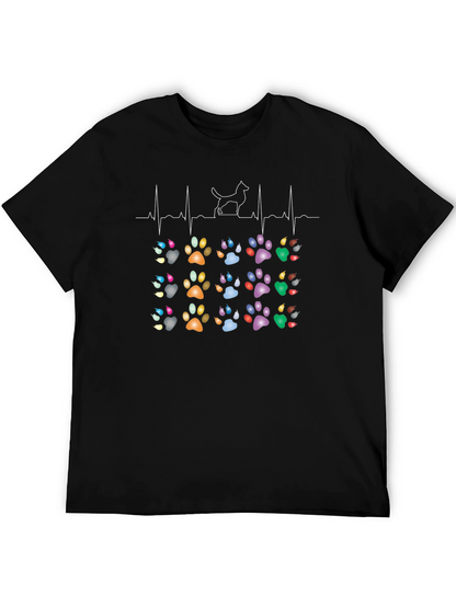 Dog Paw Heartbeat T-Shirt - Pet Lover Tee