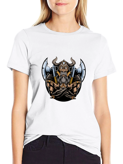 Viking Warrior Graphic Tee - Black Cotton