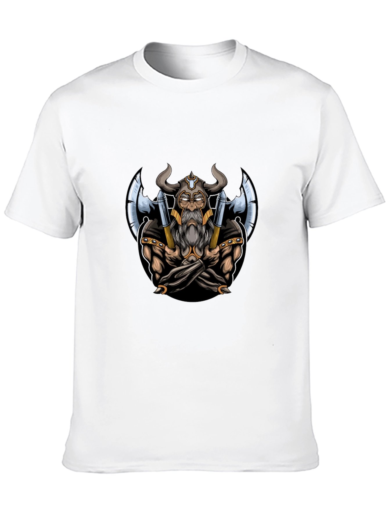 Viking Warrior Graphic Tee - Black Cotton