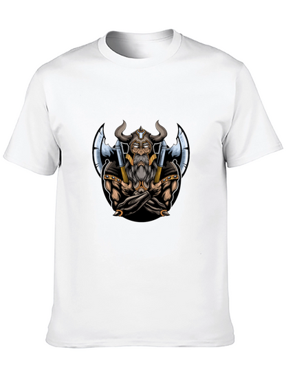 Viking Warrior Graphic Tee - Black Cotton