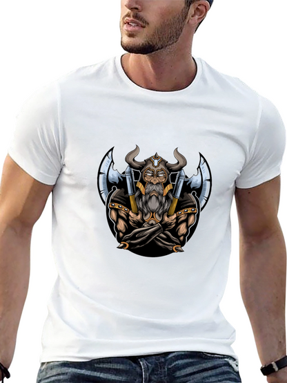 Viking Warrior Graphic Tee - Black Cotton