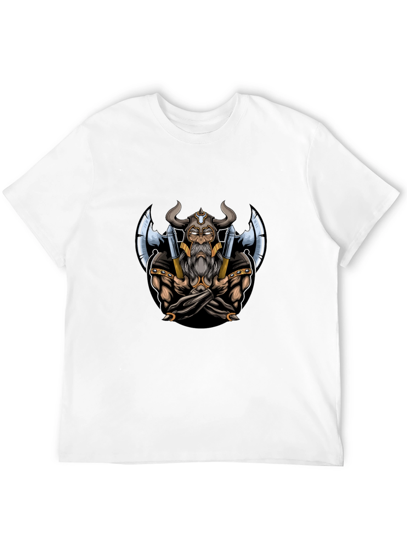 Viking Warrior Graphic Tee - Black Cotton