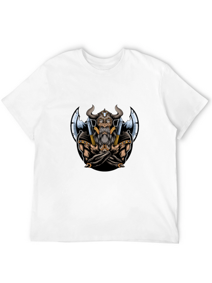 Viking Warrior Graphic Tee - Black Cotton
