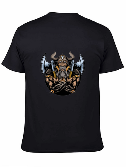 Viking Warrior Graphic Tee - Black Cotton