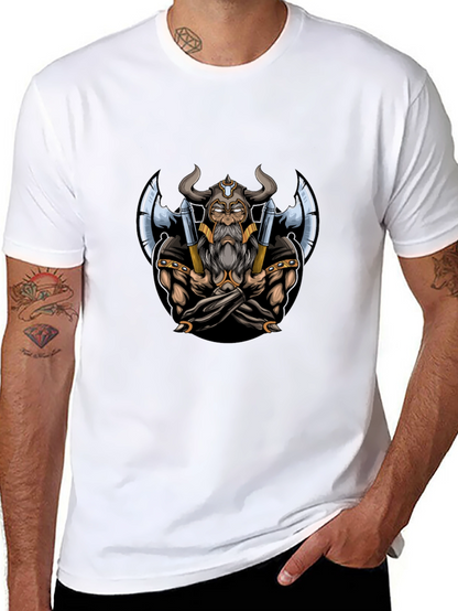 Viking Warrior Graphic Tee - Black Cotton