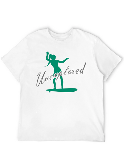 Unexplored Surfer Girl Graphic Black T-Shirt
