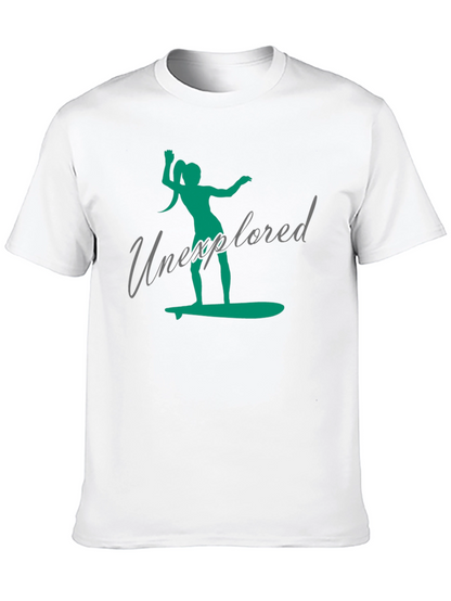 Unexplored Surfer Girl Graphic Black T-Shirt