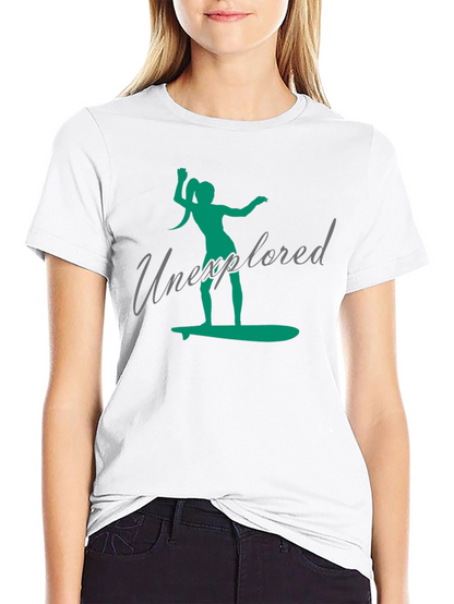 Unexplored Surfer Girl Graphic Black T-Shirt