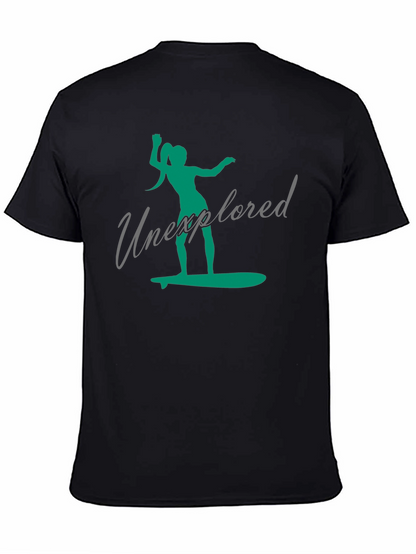 Unexplored Surfer Girl Graphic Black T-Shirt