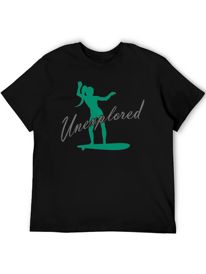 Unexplored Surfer Girl Graphic Black T-Shirt