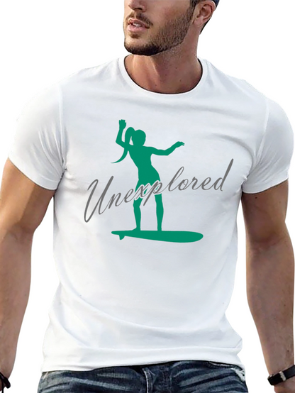Unexplored Surfer Girl Graphic Black T-Shirt