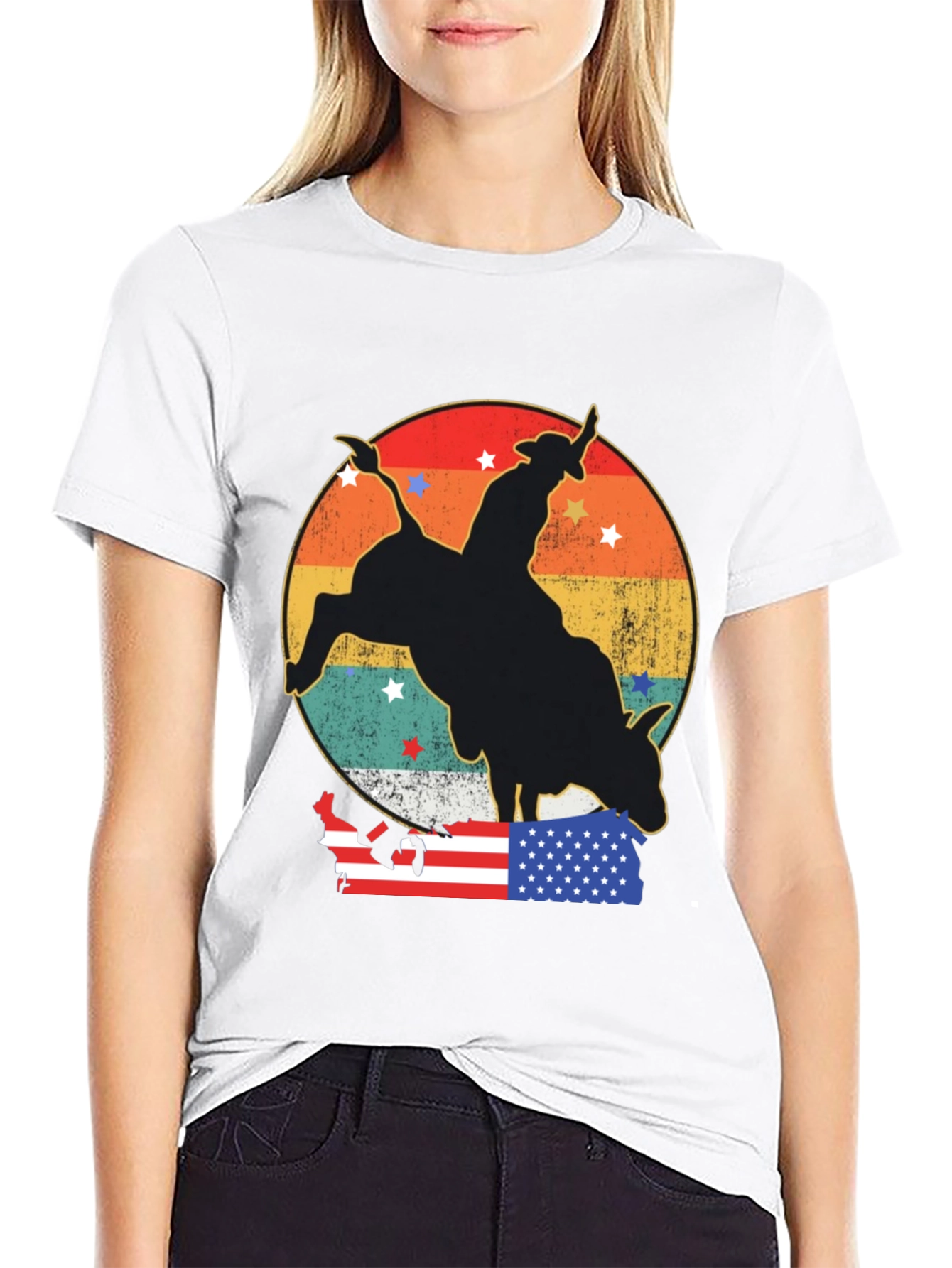 Retro Rodeo Bull Rider Graphic Tee