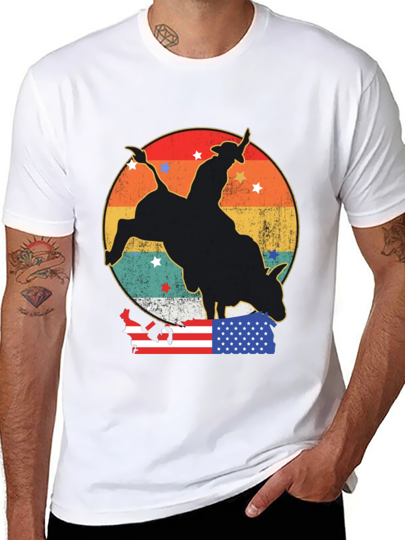 Retro Rodeo Bull Rider Graphic Tee