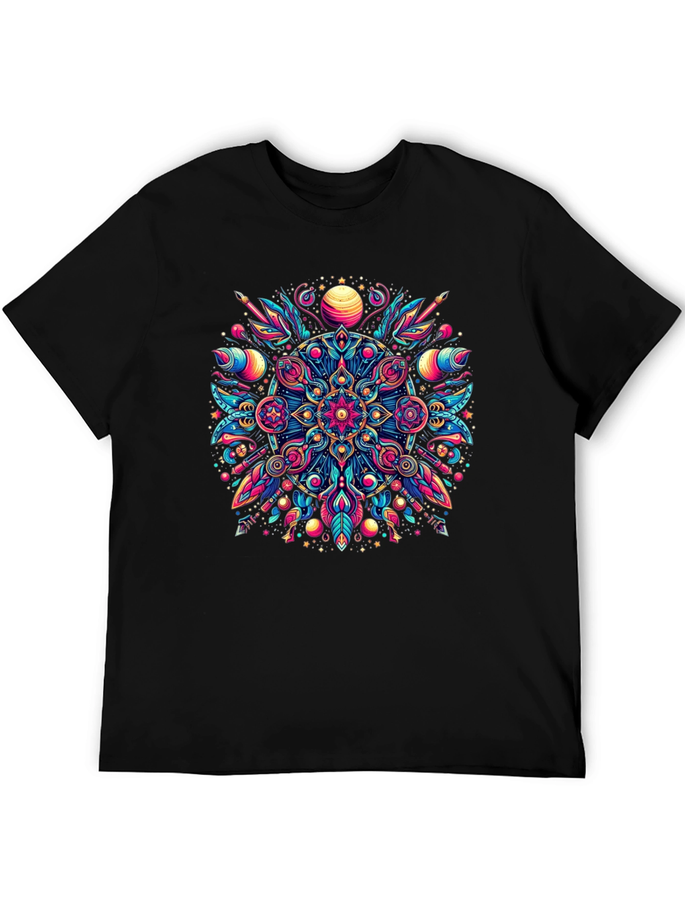 Psychedelic Mandala Graphic Tee - Vibrant Mens T-Shirt