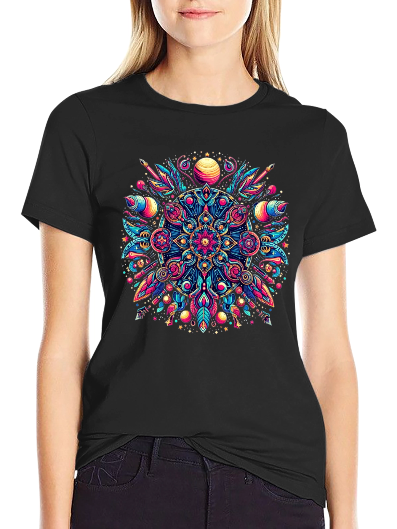 Psychedelic Mandala Graphic Tee - Vibrant Mens T-Shirt