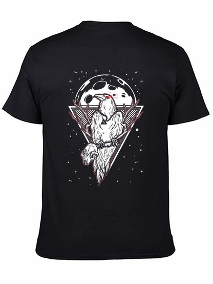 Raven and Skull Graphic Tee - Moonlit Design