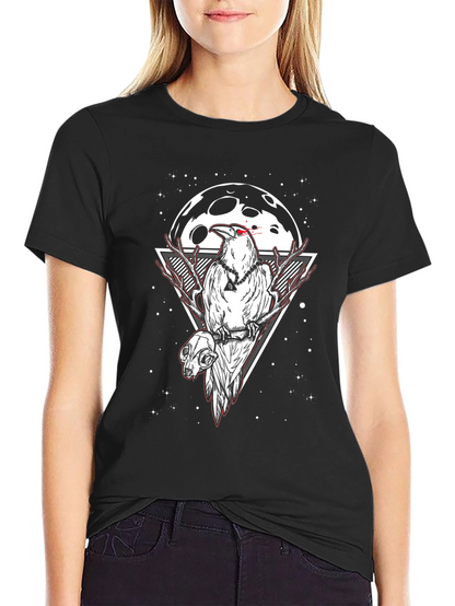 Raven and Skull Graphic Tee - Moonlit Design