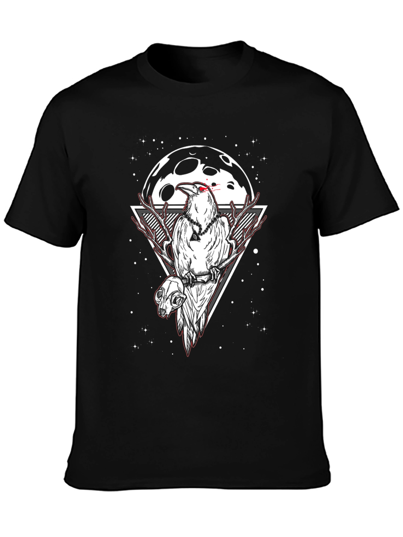 Raven and Skull Graphic Tee - Moonlit Design