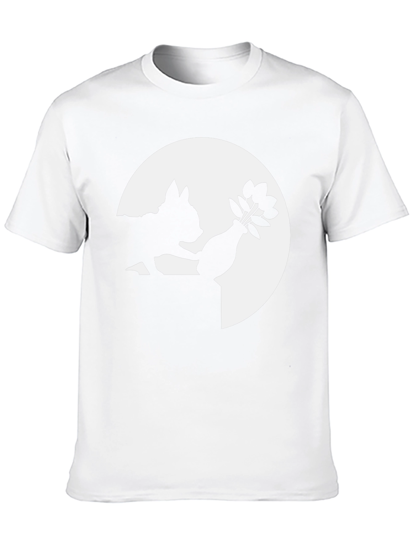 Silhouette Dog & Flowers Black T-Shirt