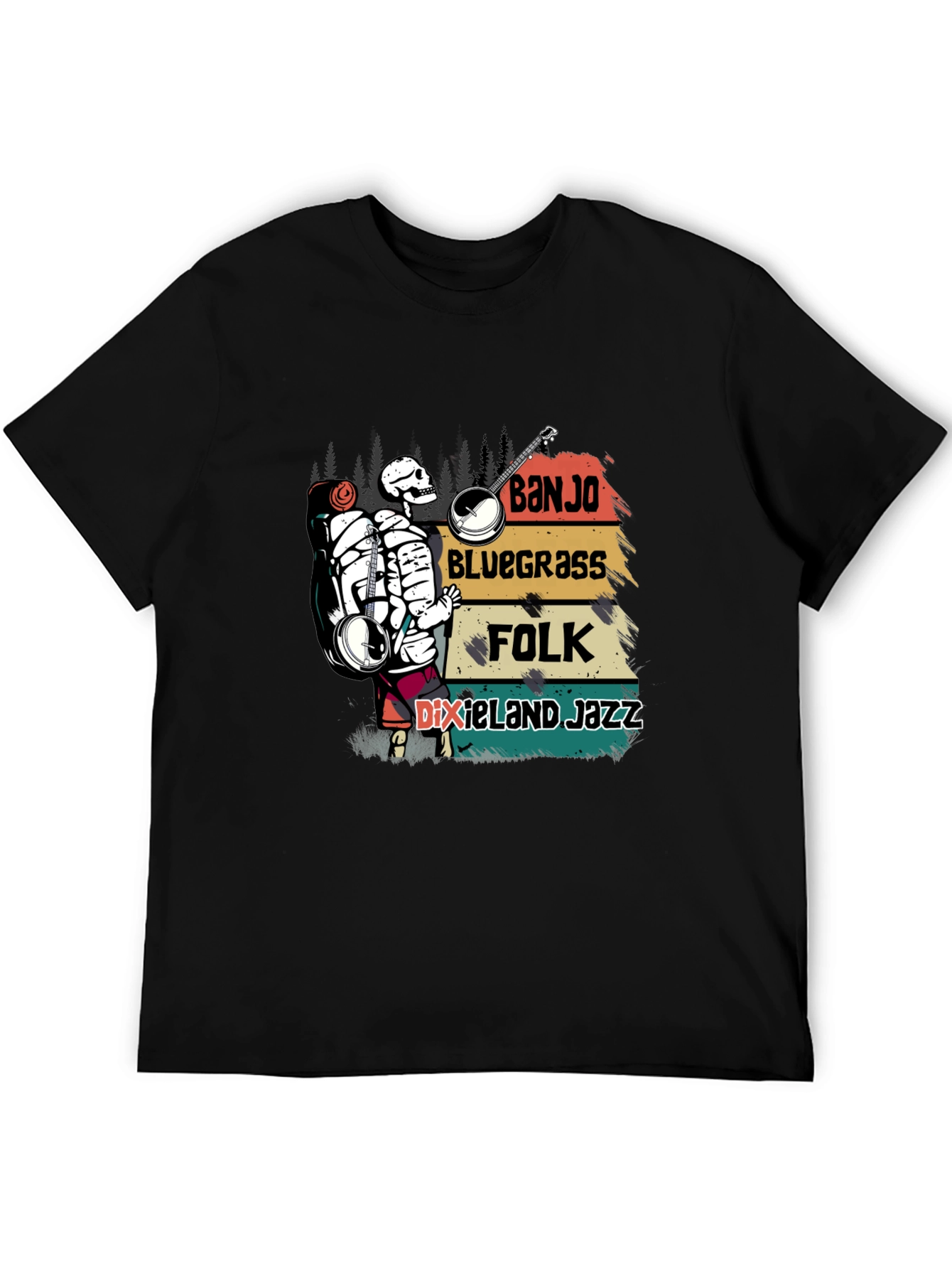 Banjo Skeleton Music T-Shirt