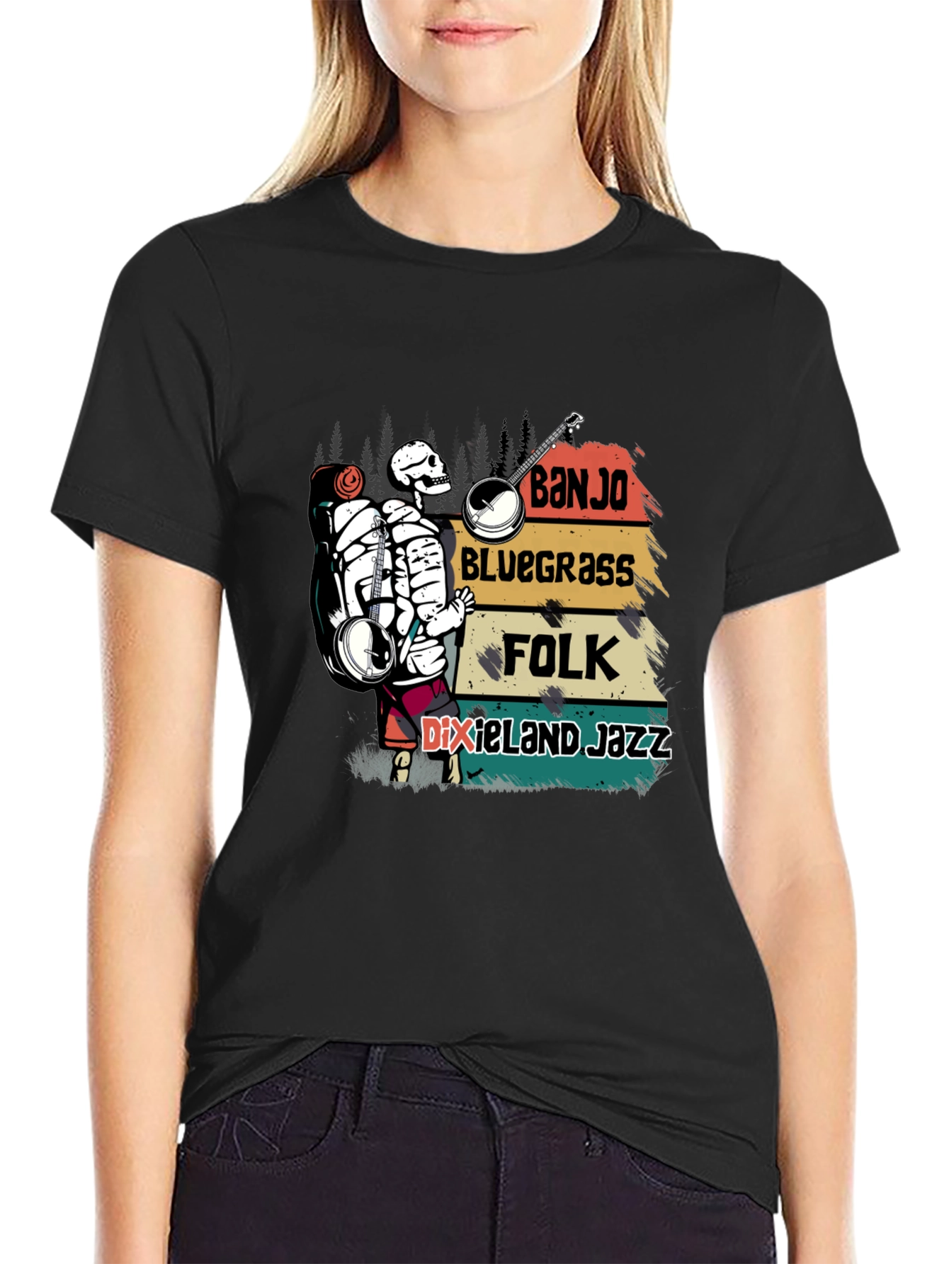 Banjo Skeleton Music T-Shirt