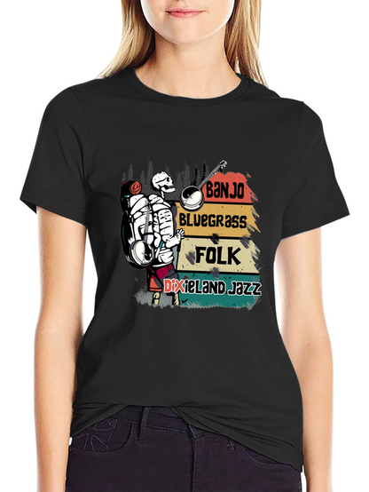 Banjo Skeleton Music T-Shirt