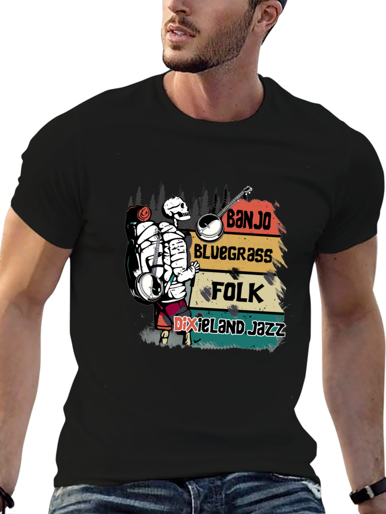 Banjo Skeleton Music T-Shirt