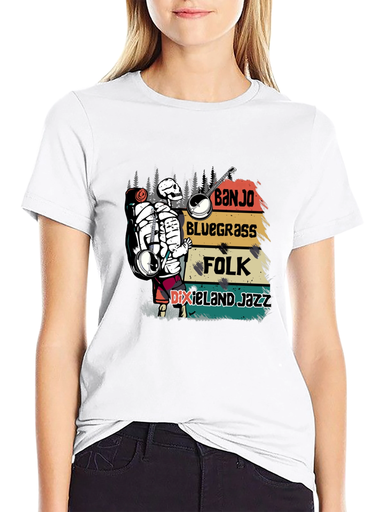 Banjo Skeleton Music T-Shirt