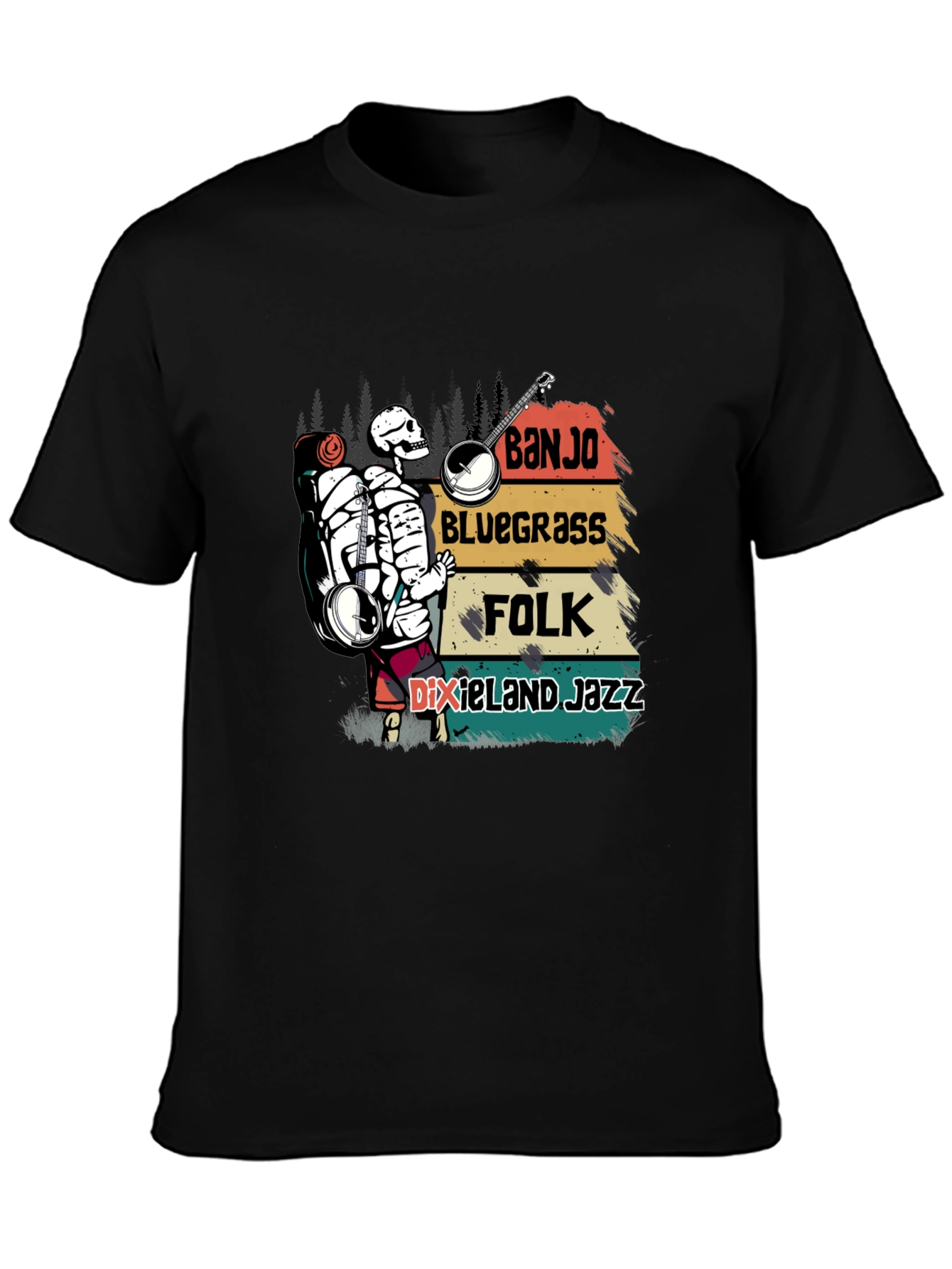 Banjo Skeleton Music T-Shirt