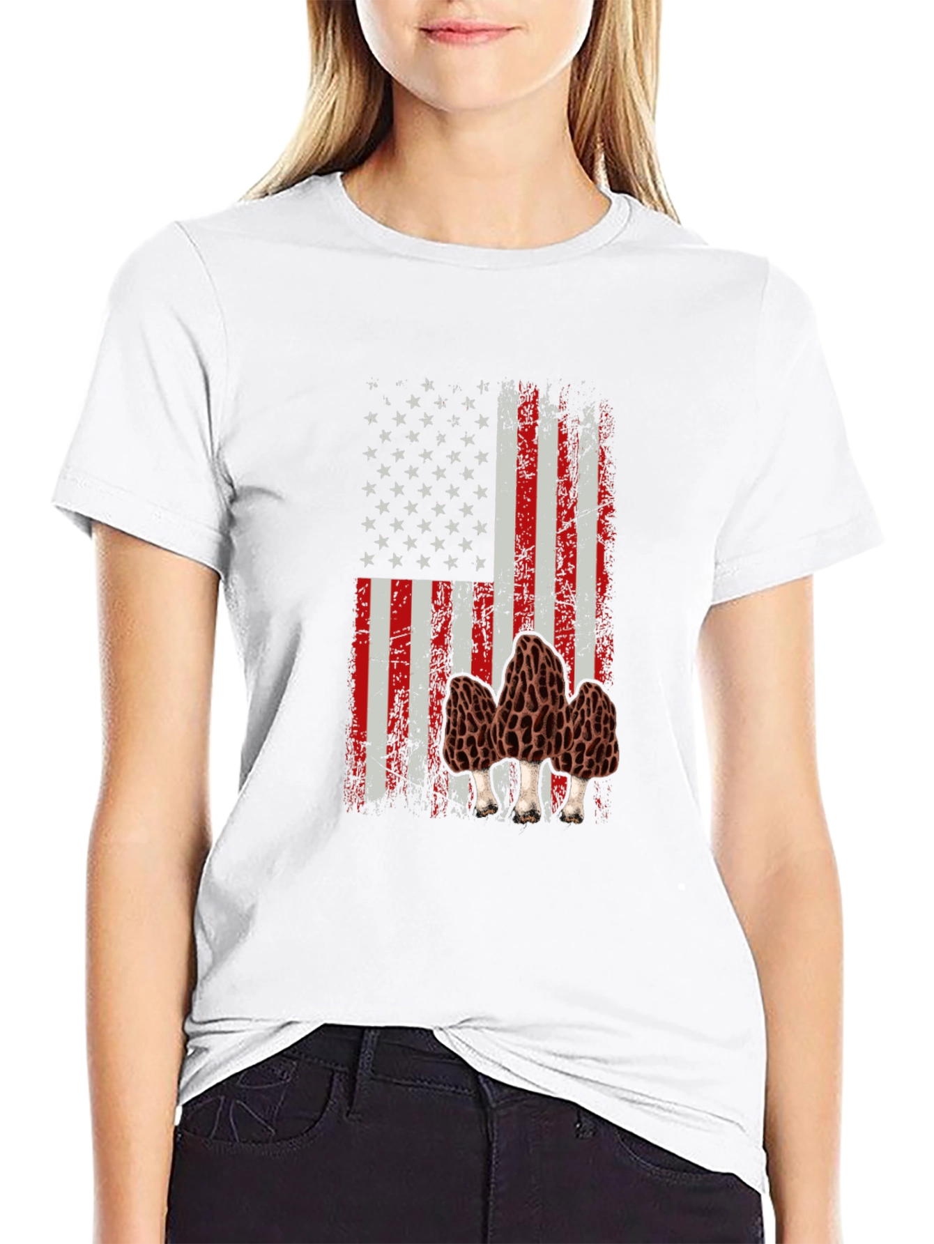 American Flag Morel Mushroom Graphic T-Shirt