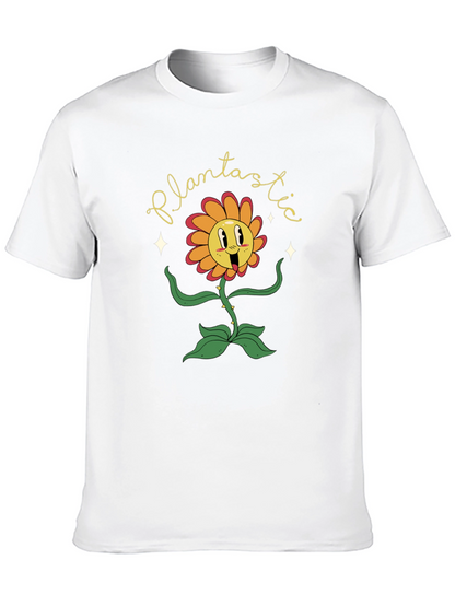 Plantastic Graphic Tee - Trendy Cartoon Flower T-Shirt