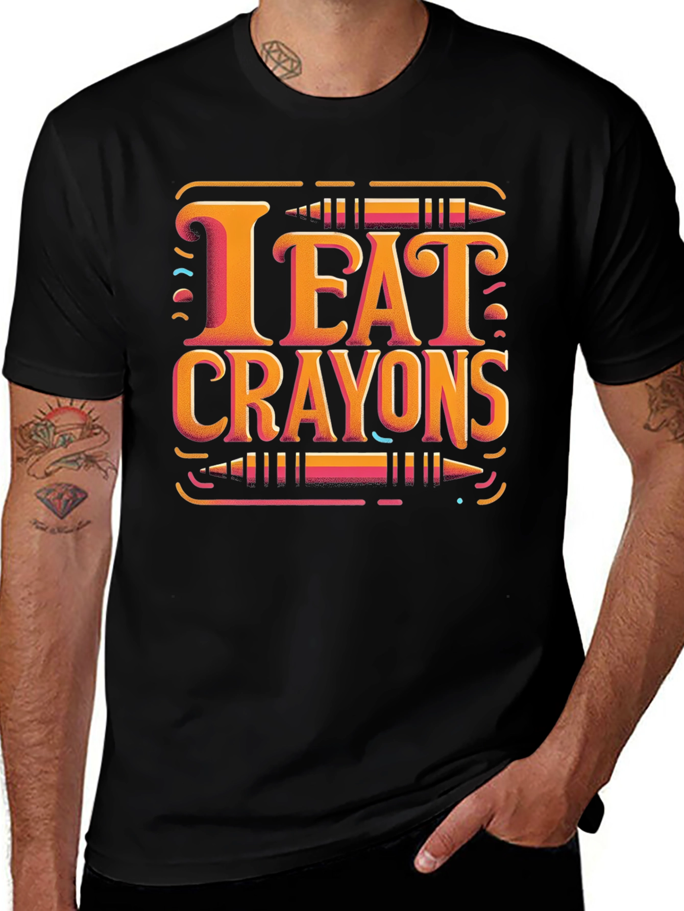 I Eat Crayons Graphic Tee - Novelty T-Shirt