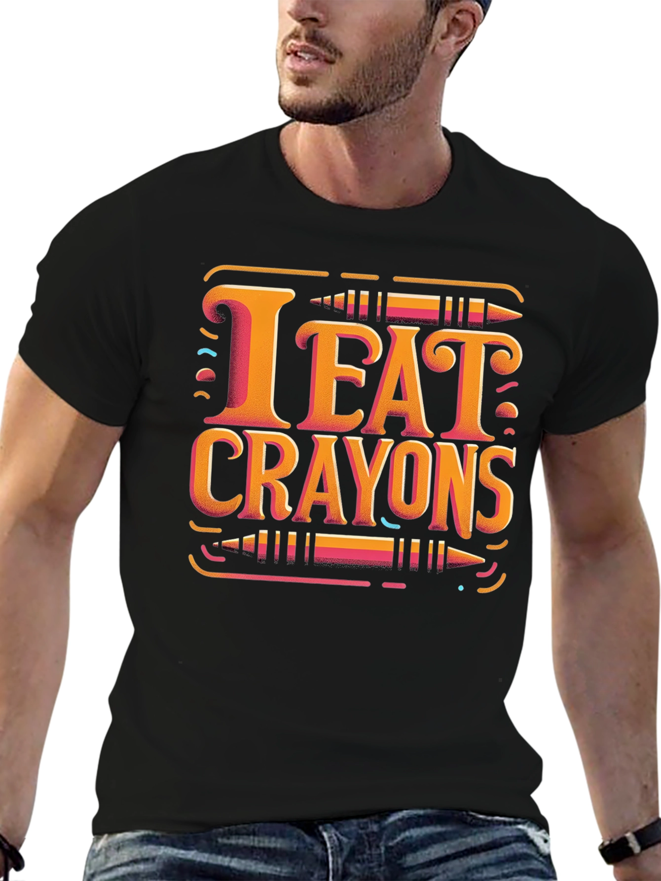 I Eat Crayons Graphic Tee - Novelty T-Shirt