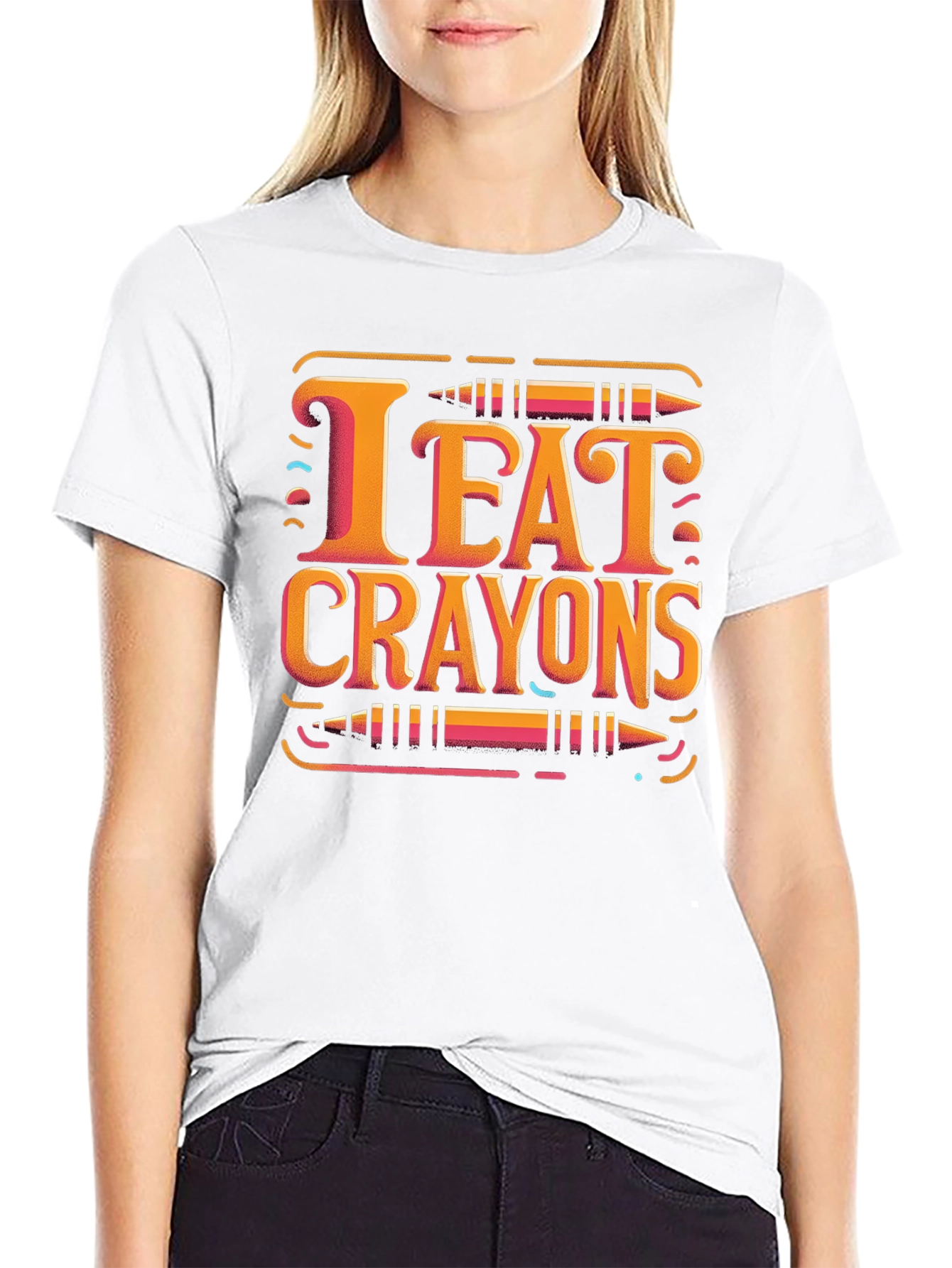 I Eat Crayons Graphic Tee - Novelty T-Shirt